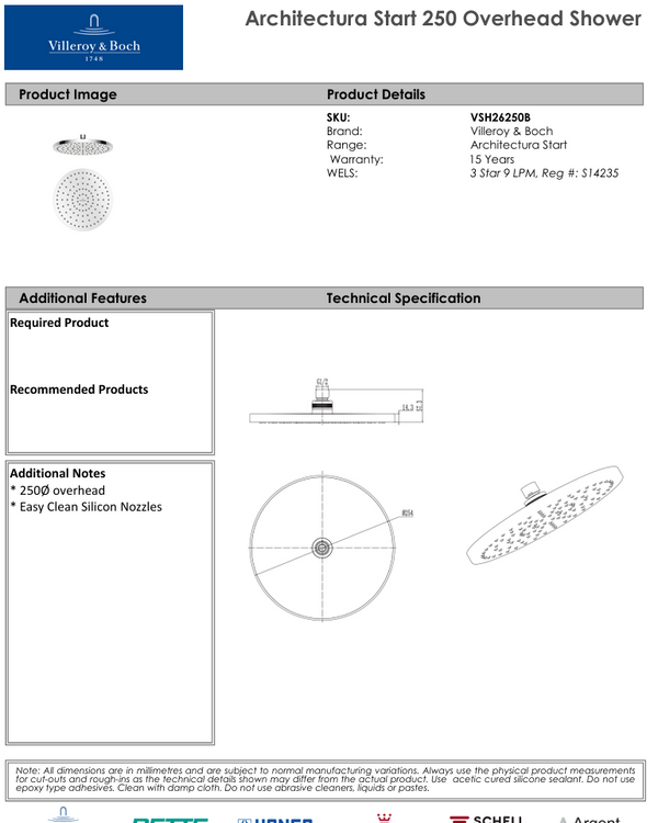 Architectura Start 250 Overhead Shower