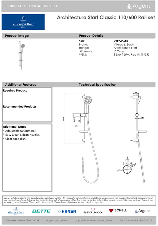 Architectura Start Classic 110/600 Rail Set