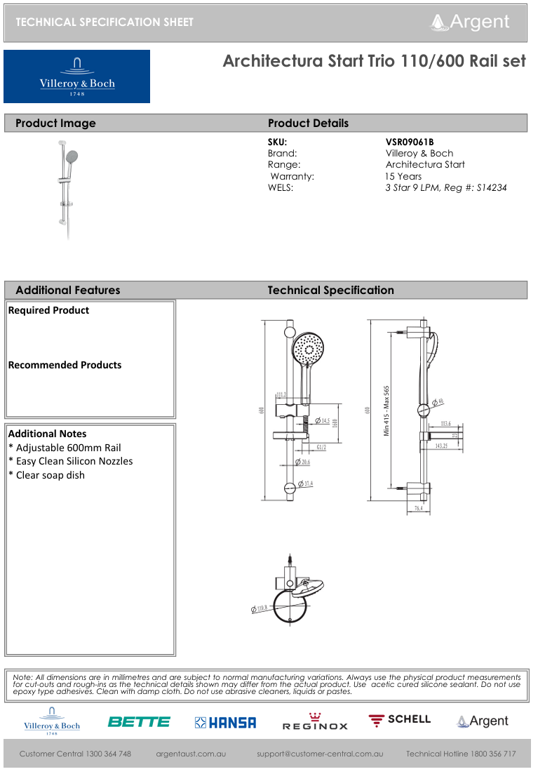 Architectura Start Trio 110/600 Rail Set