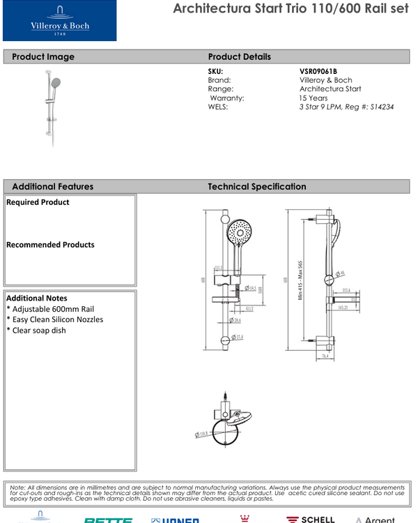 Architectura Start Trio 110/600 Rail Set