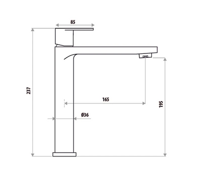 The GABE Leva High Rise Basin Mixer - Chrome with Black handle