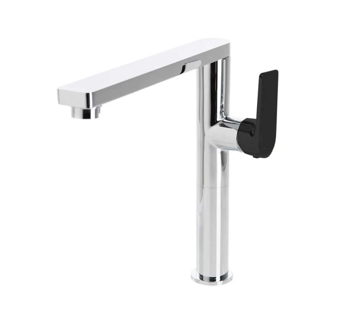 The GABE Leva Sink Mixer - Chrome with Black handle