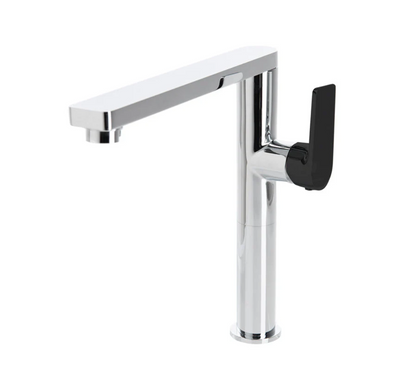 The GABE Leva Sink Mixer - Chrome with Black handle