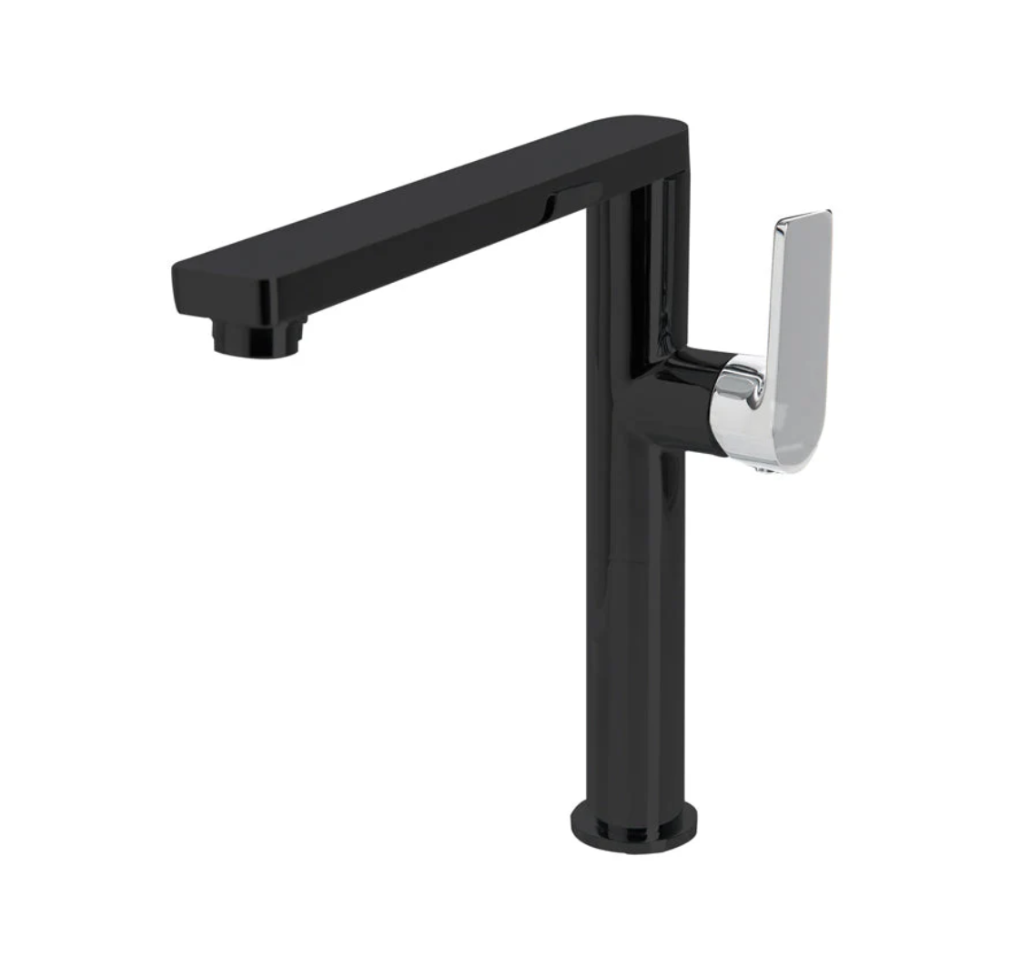 The GABE Leva Sink Mixer - Matte Black with Chrome handle