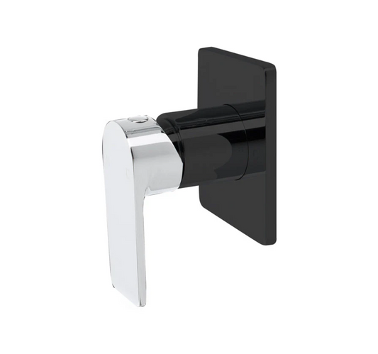 The GABE LEVA Wall Mixer - Matte Black with Chrome handle