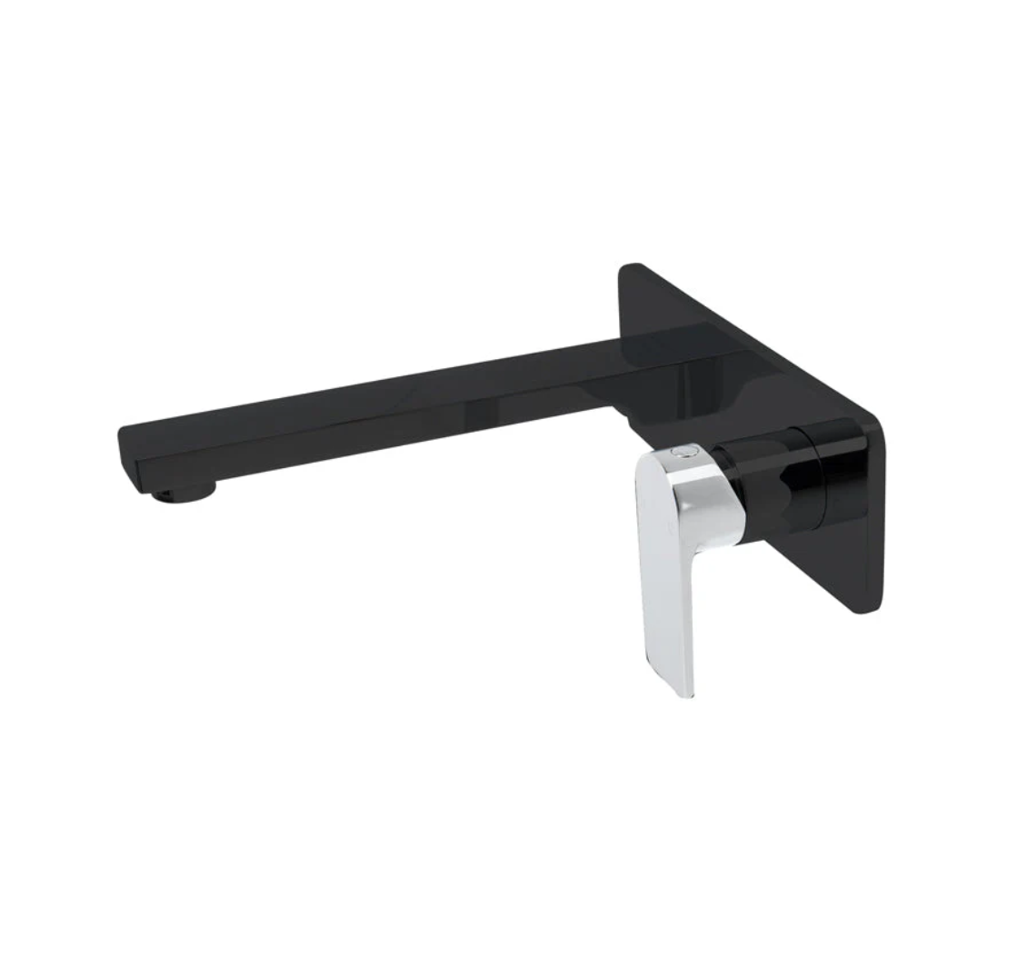The GABE Leva Wall Outlet Mixer - Matte Black with Chrome handle
