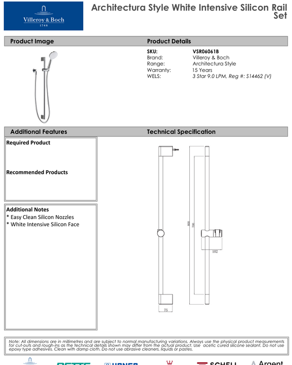 Architectura Style White Silicon Rail Set