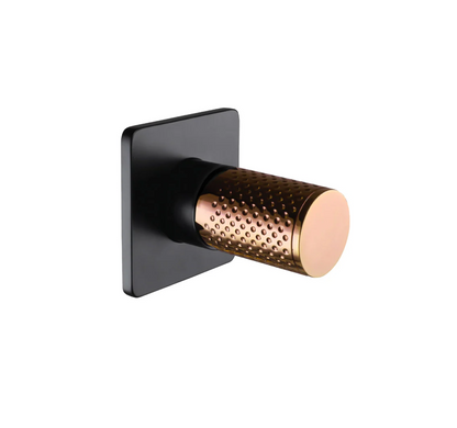 The GABE Wall Mixer - Matte Black with Rose Gold handle