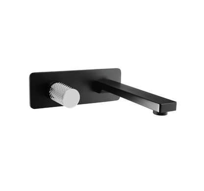 The GABE Wall Outlet Mixer - Matte Black with Chrome handle
