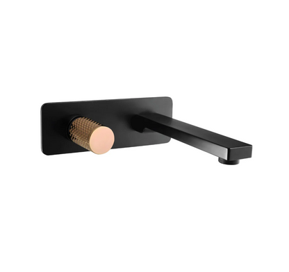The GABE Wall Outlet Mixer - Matte Black with Rose Gold handle