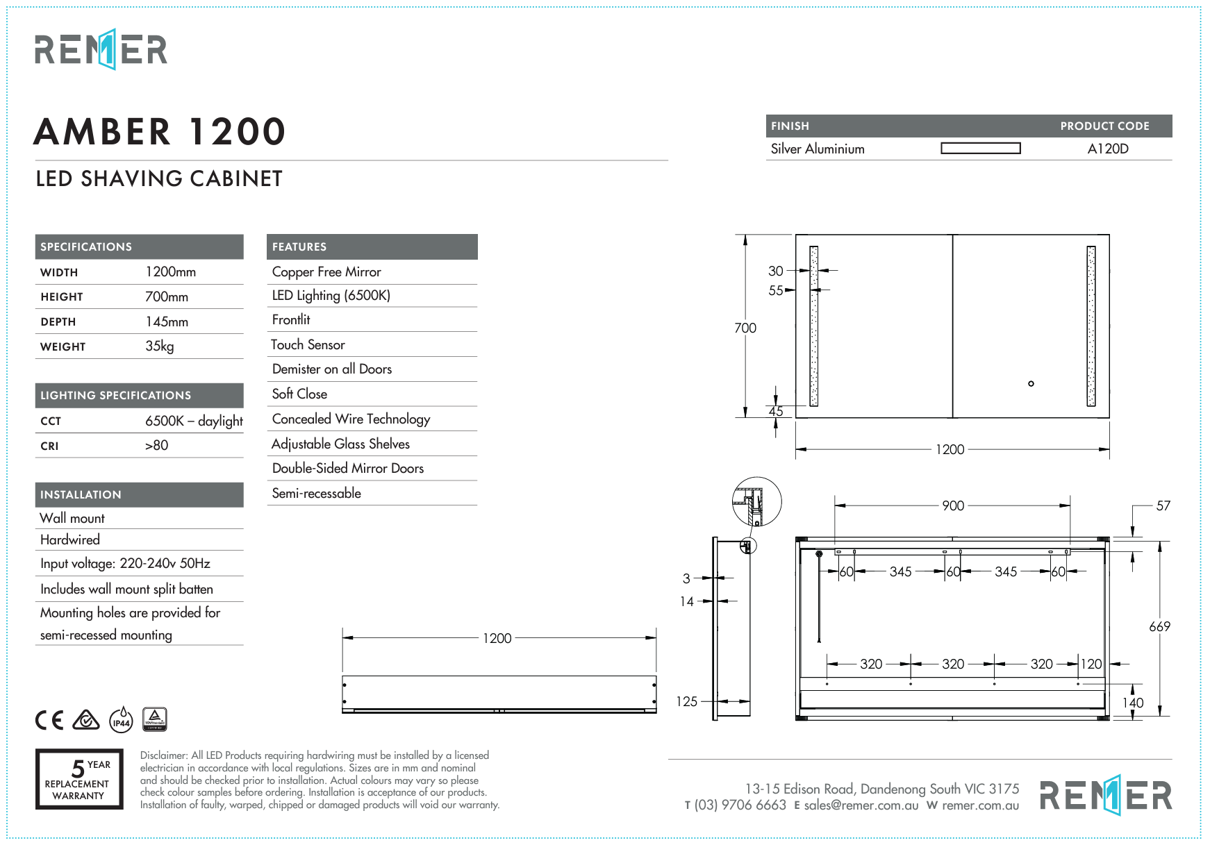 Amber - 1200 x 700 x 145