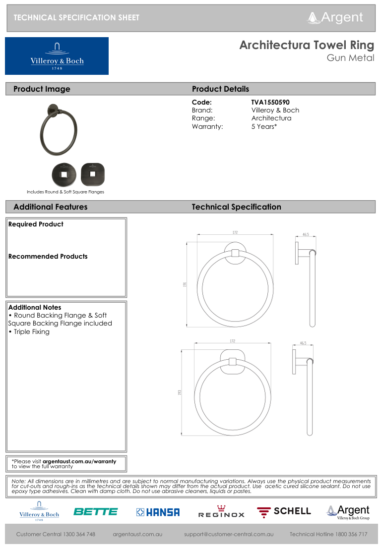 Architectura Towel Ring Gun Metal