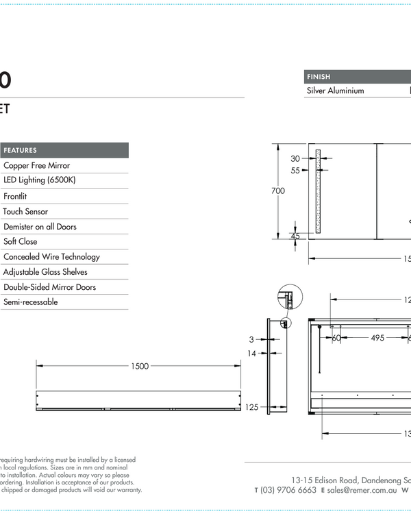 Amber - 1500 x 700 x 145