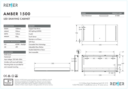 Amber - 1500 x 700 x 145