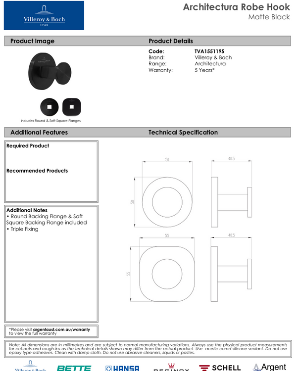 Architectura Towel Ring Matte Black