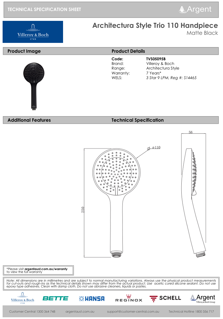 Architectura Style Trio 110 Handpiece Matte Black