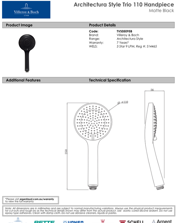 Architectura Style Trio 110 Handpiece Matte Black