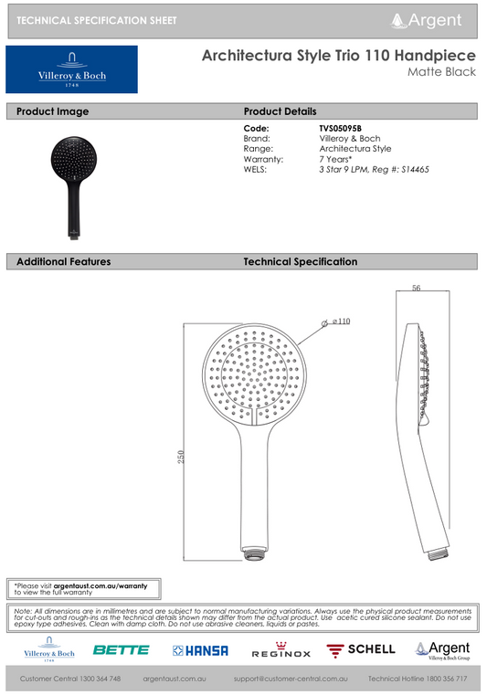 Architectura Style Trio 110 Handpiece Matte Black