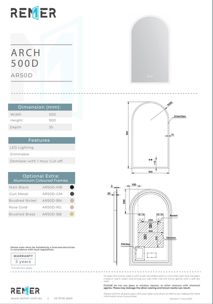 Blanca 500 with Matt White Frame - W500 x H900 x D146