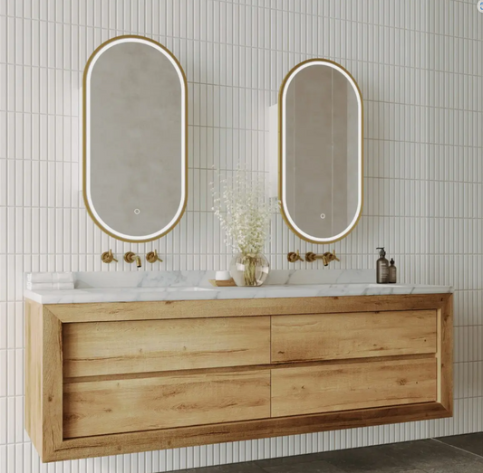 Capsule 450 with Brusehd Brass Frame - W450 x H900 x D125