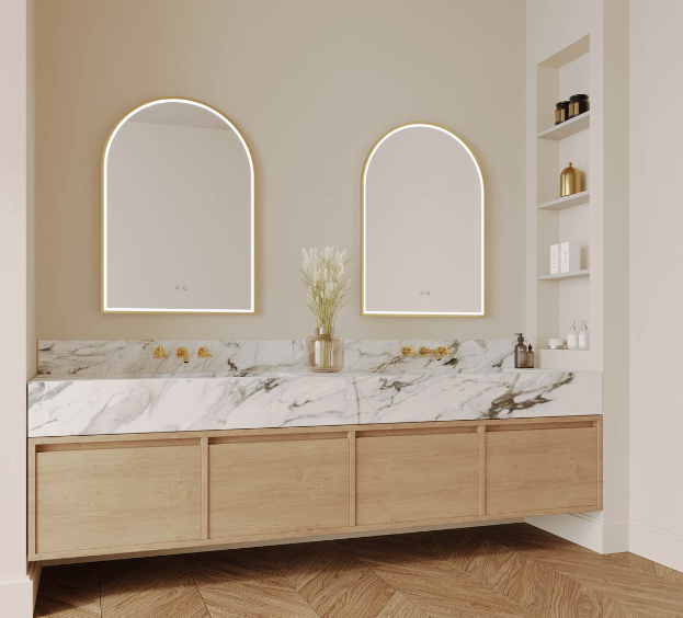 Great Arch 700D with Brushed Brass Aluminum Frame - W710 x H910 x D40