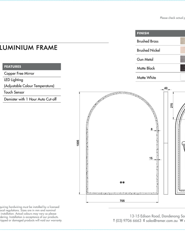 Great Arch 700D with Matt White Aluminium Frame - W710 x H910 x D40
