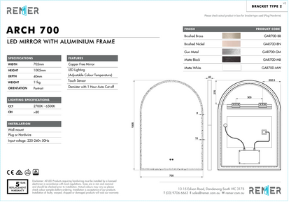 Great Arch 700D with Matt White Aluminium Frame - W710 x H910 x D40