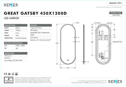 Great Gatsby - W450 x H1200 x D31