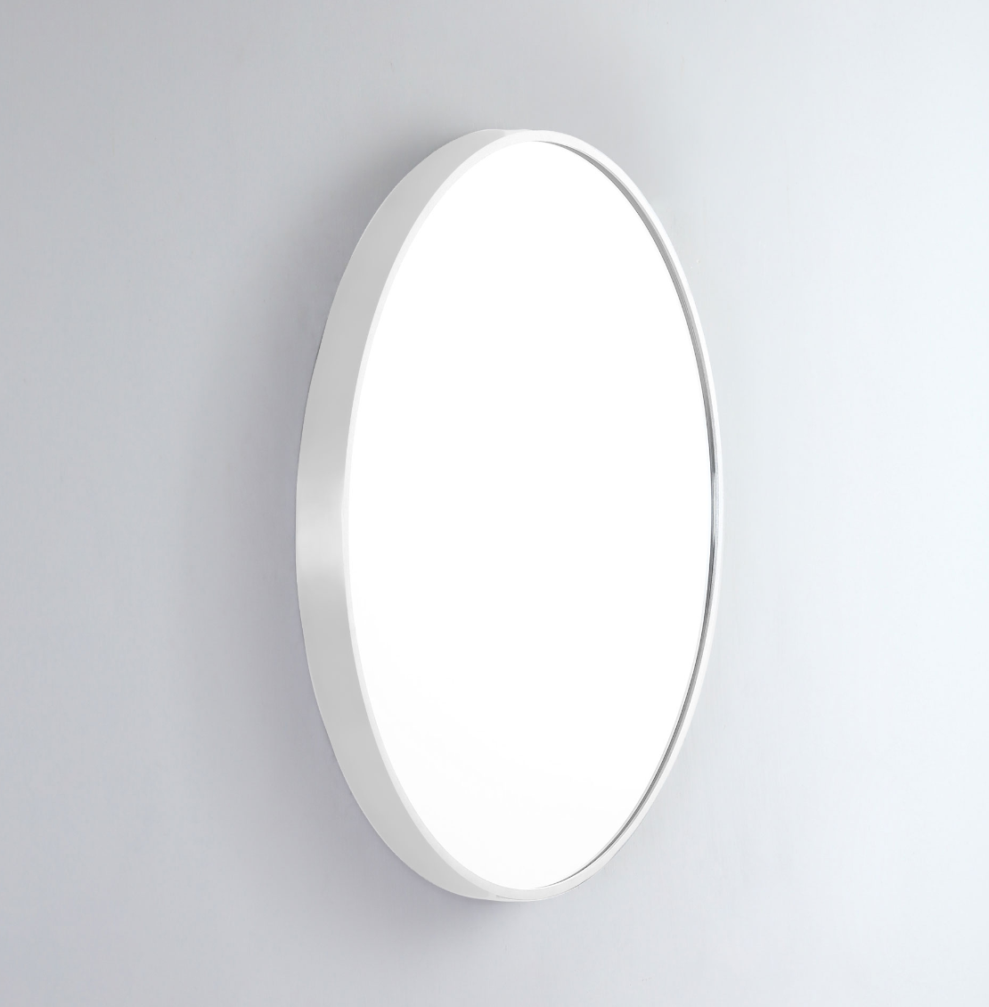 Modern Round 610 with Matt White Aluminium Frame - W610 x H610 x D40