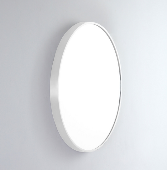 Modern Round 610 with Matt White Aluminium Frame - W610 x H610 x D40