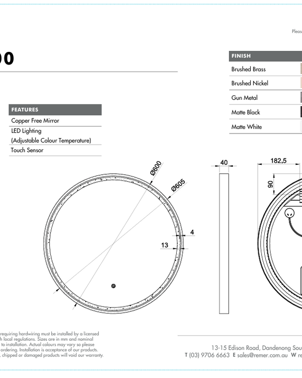 Sphere 600 with Matt White Aluminium Frame - W610 x H610 x D40