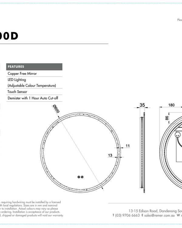 Sphere 600D with Matt White Aluminium Frame - W610 x H610 x D40