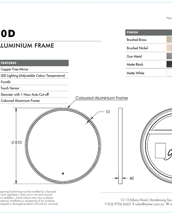Sphere 800D with Matt White Aluminium Frame - W810 x H810 x D40
