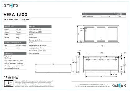 Vera - 1500 x 700 x 145