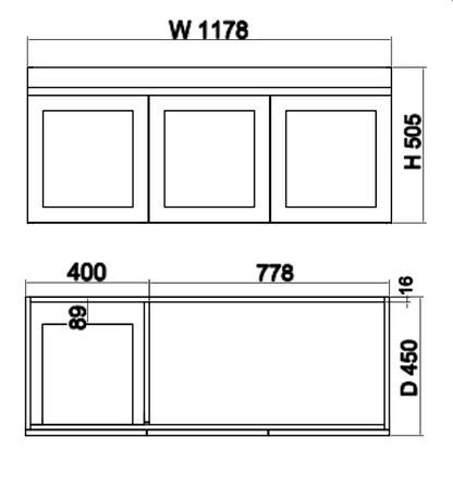 Miami 1200mm Wall Hung Vanity with Ceramic Top