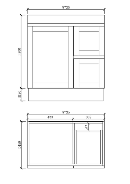 Miami 750mm Freestanding Vanity with Ceramic Top