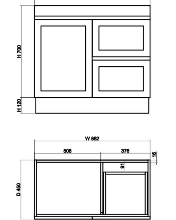 Miami 900mm Freestanding Vanity with Ceramic Top