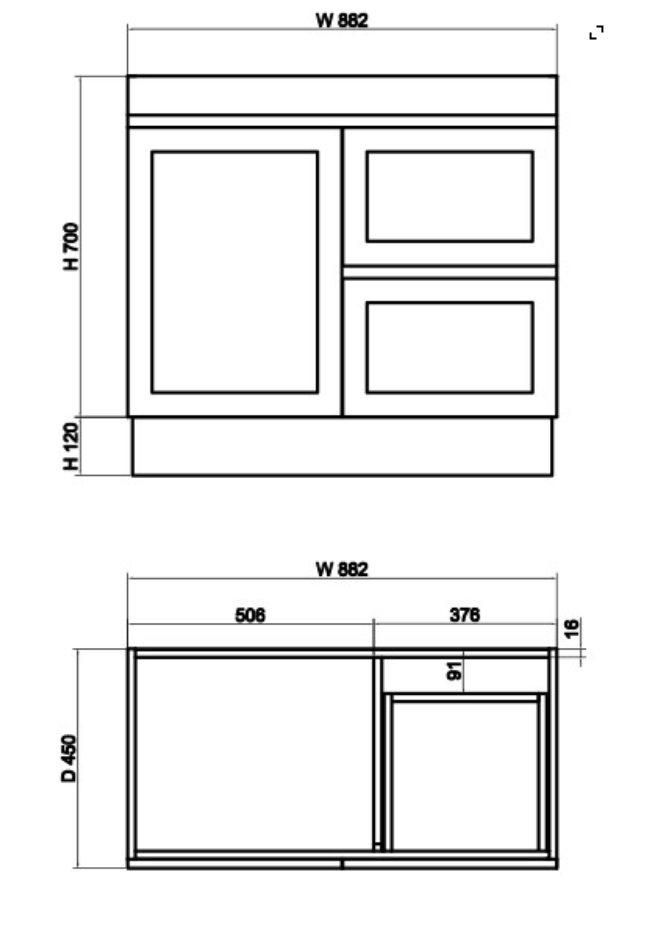 Miami 900mm Freestanding Vanity with Ceramic Top
