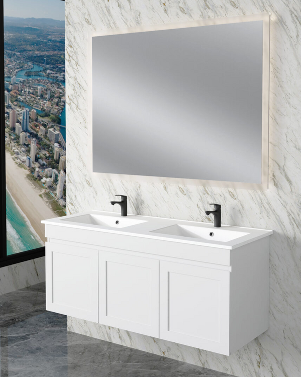 Miami Double Bowl 1200mm Wall Hung Vanity with Ceramic Top