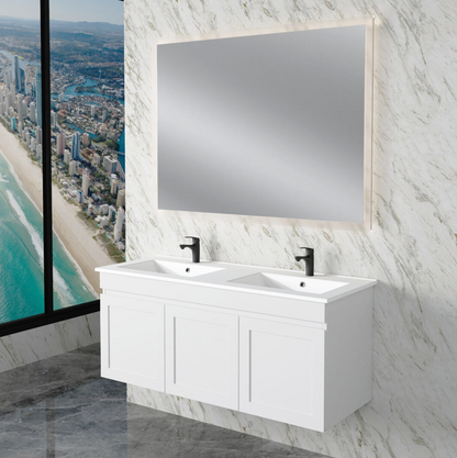 Miami Double Bowl 1200mm Wall Hung Vanity with Ceramic Top