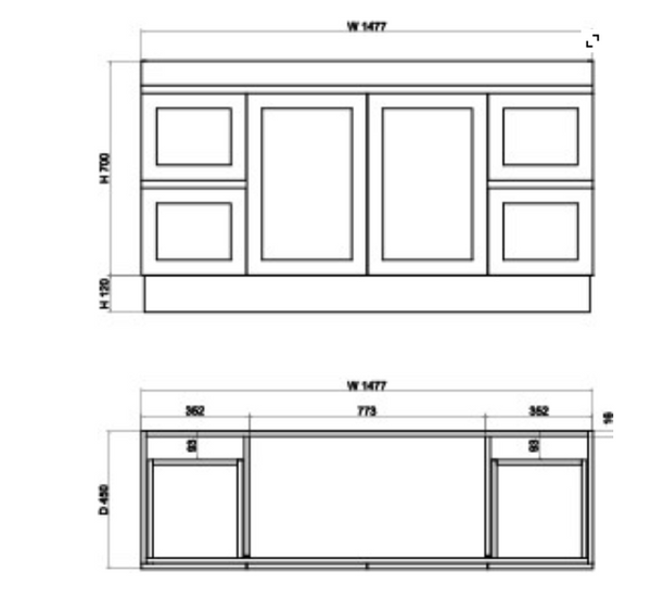 Miami Double Bowl 1500mm Freestanding Vanity with Ceramic Top