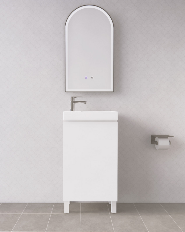 Mini Gloss White 450mm Freestanding Vanity with Ceramic Top