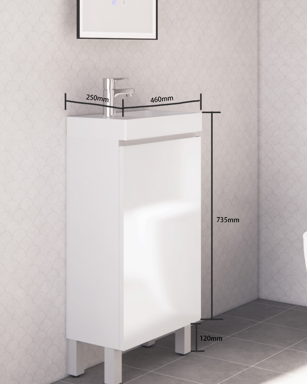Mini Gloss White 450mm Freestanding Vanity with Ceramic Top