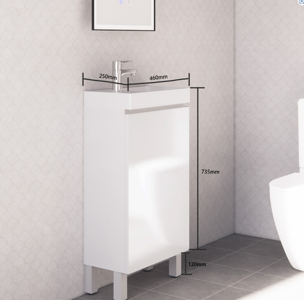 Mini Gloss White 450mm Freestanding Vanity with Ceramic Top