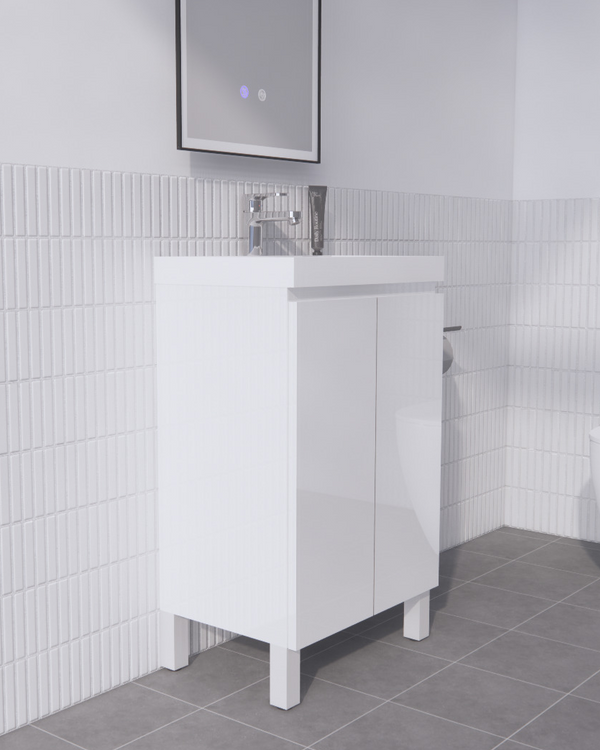 Mini Gloss White 500mm Freestanding Vanity with Ceramic Top