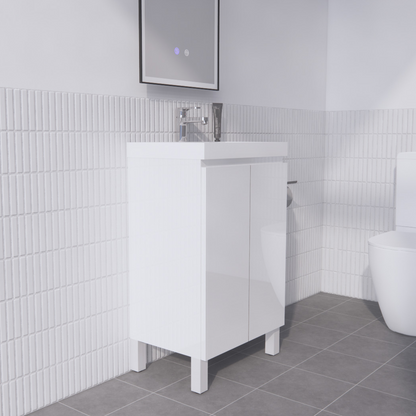 Mini Gloss White 500mm Freestanding Vanity with Ceramic Top