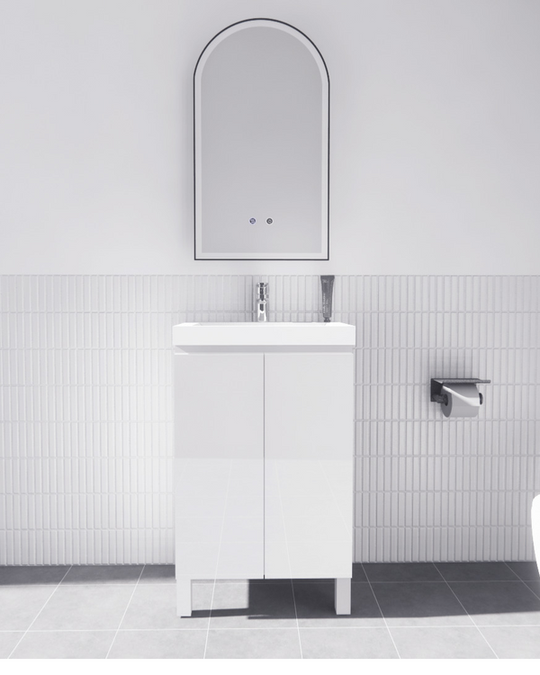 Mini Gloss White 500mm Freestanding Vanity with Ceramic Top