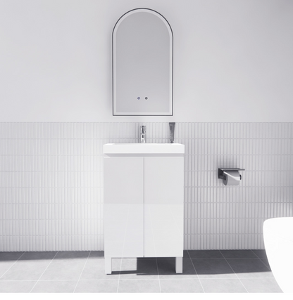 Mini Gloss White 500mm Freestanding Vanity with Ceramic Top