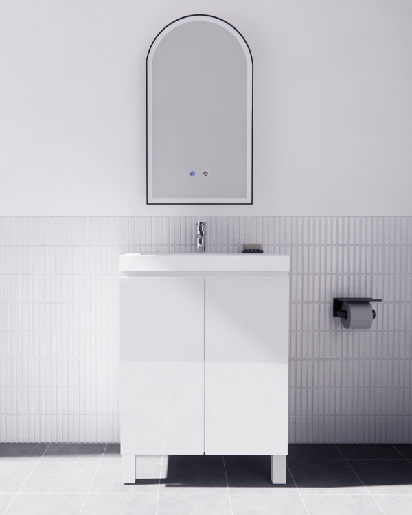 Mini Gloss White 600mm Freestanding Vanity with Ceramic Top