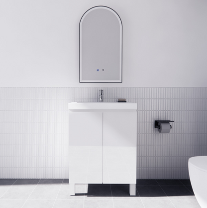 Mini Gloss White 600mm Freestanding Vanity with Ceramic Top